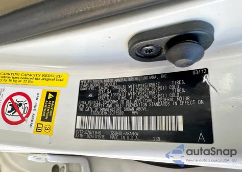 2012 Toyota Highlander Base z USA, uszkodzony, nr VIN 5TDZK3EH4CS071589